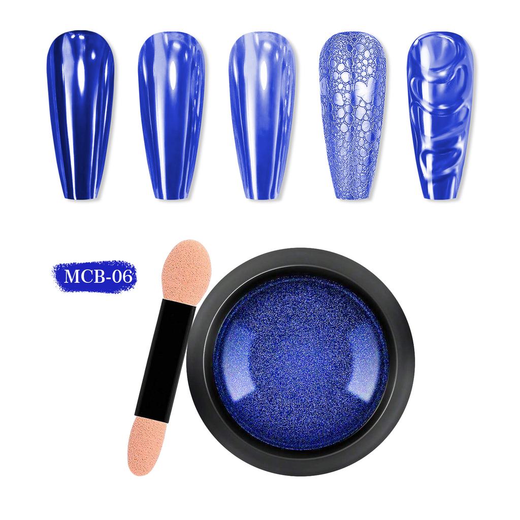 Nail Art Titanpulver, Spiegelmehl, einfarbig, galvanisch, magisches Spiegelpulver, Nail Art Glitter Mcb Set