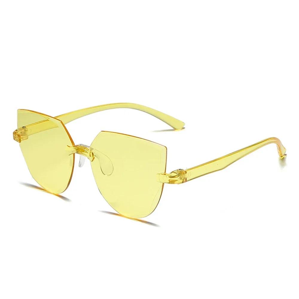 Stylish Ladies Cat Ear Sunglasses - Retro Frameless Jelly Transparent Design