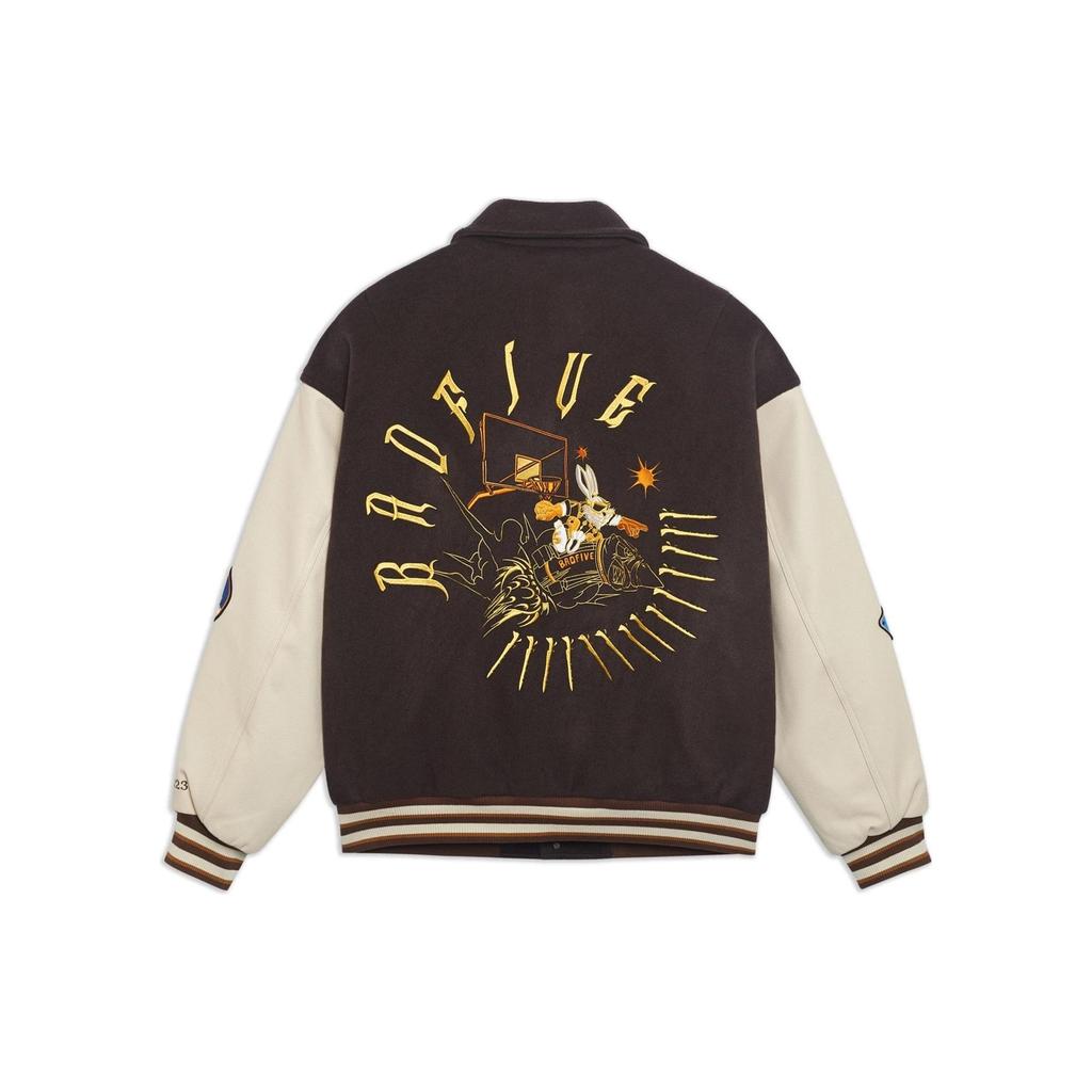 Li Ning Anti-Five Series Letter Pattern Printed Color Block Cotton Jacket Men Jacket Brown AJMT013-2