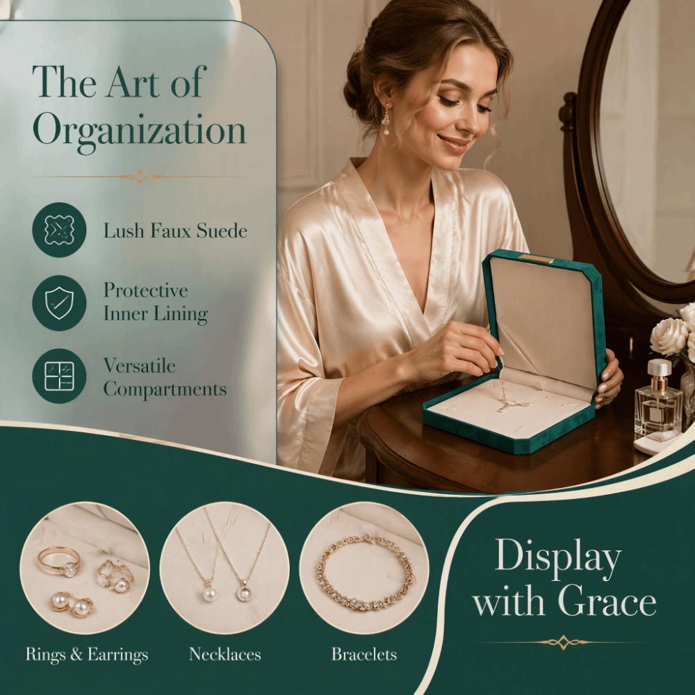 Large Capacity Jewelry Set Box Suede Like Material Multifunction Jewelry Storage Box With Lid Square Shape Jewelry Display Box