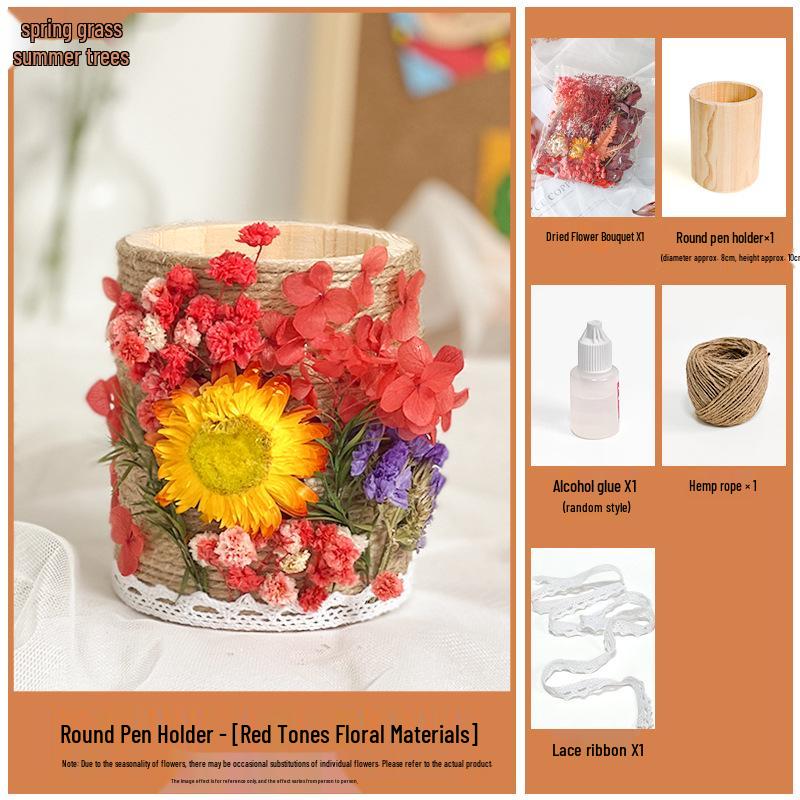 Preserved Flower Pen Holder DIY Kit - Mid-Autumn Festival Parent-Child Activity or Team Building