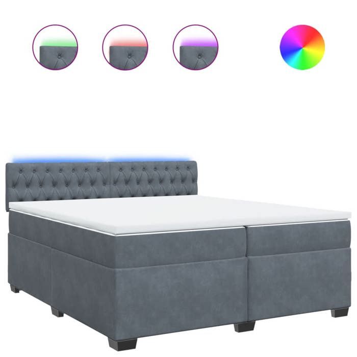 VidaXL Sommier à lattes de lit et matelas Gris foncé 200x200cm Velours 3288709