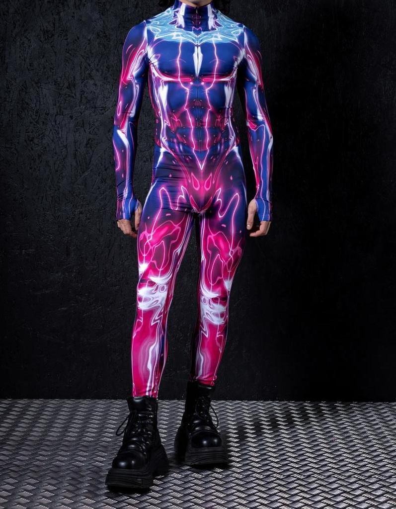 3D Digital Printing Stage Performance Costumes Adults Halloween Events Carnival Theme Party Cosplay Outfit Pretend Game Jumpsuit