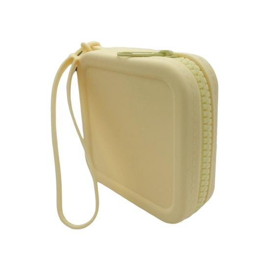 Silicone Storage Bag with Wrist Strap Square Shape Zipper Closure Waterproof Portable Keys Earphone Lipstick Cards Storage Pouch Samll Item Organizer