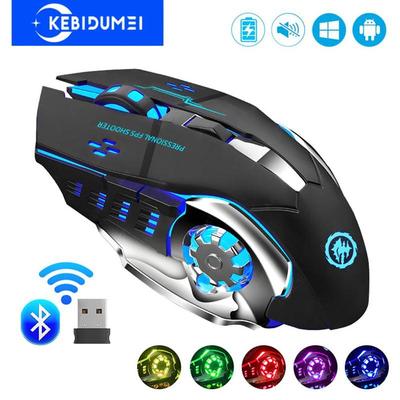 Souris sans fil Bluetooth USB 2,4 GHz, souris de bureau ergonomique et silencieuse, souris de jeu LED 1600 DPI, souris rétroéclairée rechargeable pour E-Sports pour PC et ordinateur portable