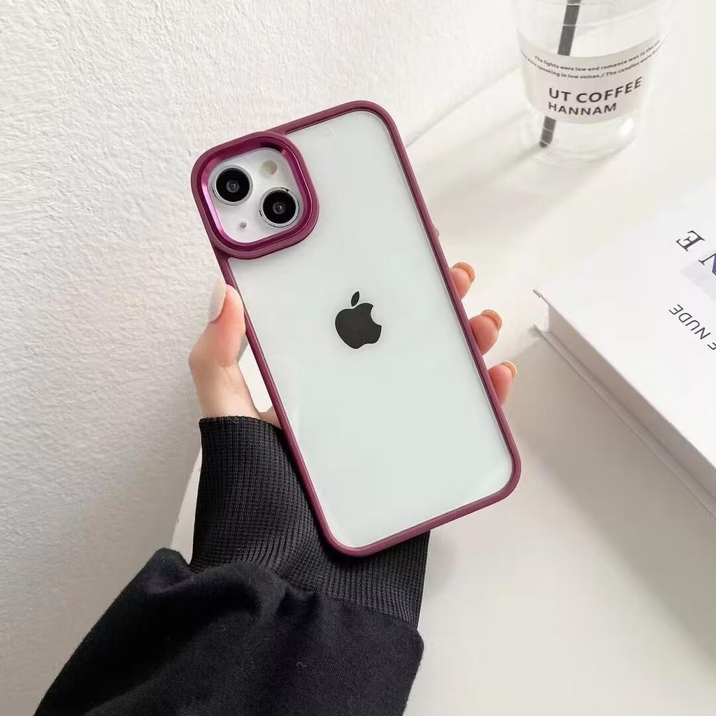 Transparente Harte Acryl Handyhülle Für iPhone 14 15 Pro Max Stoßfeste Hülle Funda iPhone 11 12 13 Pro Silikonrahmen Rückseite