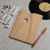Oil Painting Palette Wooden Paint Palette, Square Oval Shaped Artist Tray with Natural Wood Art Thumb Hole for Acrylic Watercolor Paint, DIY