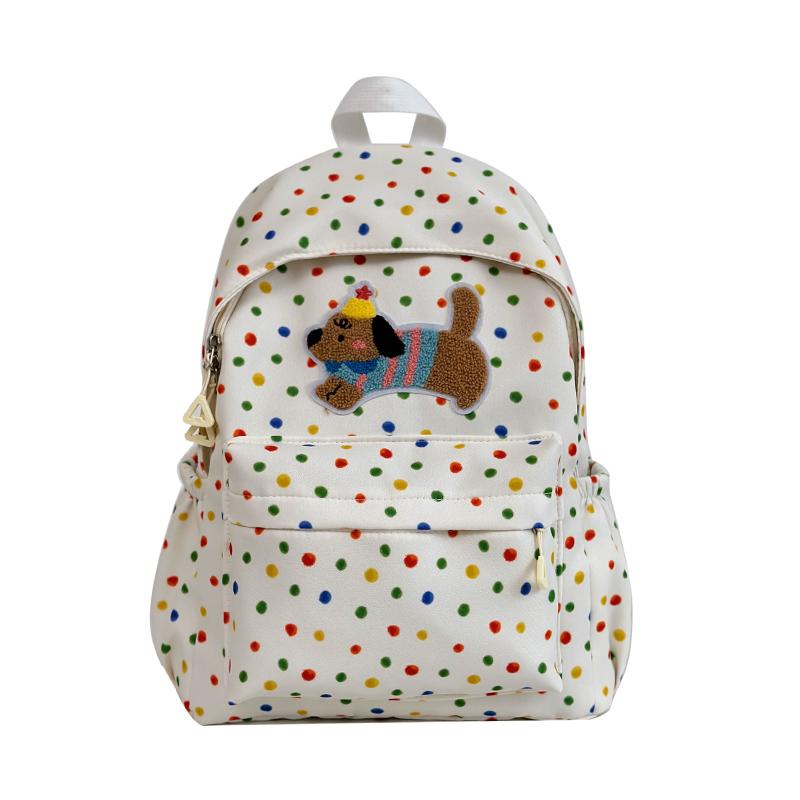 

Школьный рюкзак средней школы с принтом в горошек, женский рюкзак большой вместимости белый