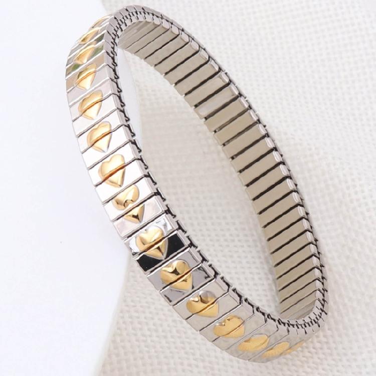 Waterproof Stainless Steel Elastic Stretch Bracelet Bangle For Women Jewelry