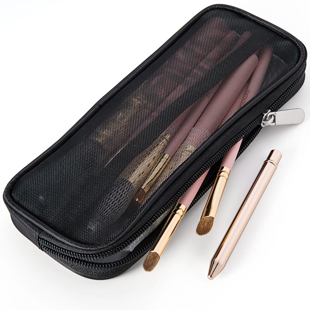Breathable Makeup Brush Pouch Cosmetic Organizer Toiletry Storage Case Mesh Makeup Bags