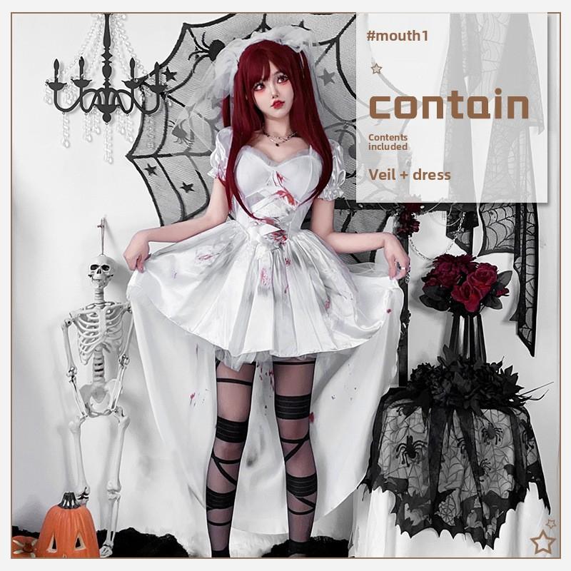Jingyue Fang Vampire Bride Halloween Costume Dress M/XL Polyester