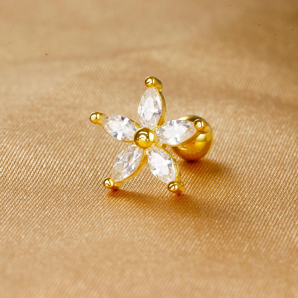 1 Stück Edelstahl Mond Kreuz Kleine Ohrstecker Winziger Zirkonia Ohrläppchen Tragus Helix Knorpel Piercing Ohrring Schmuck
