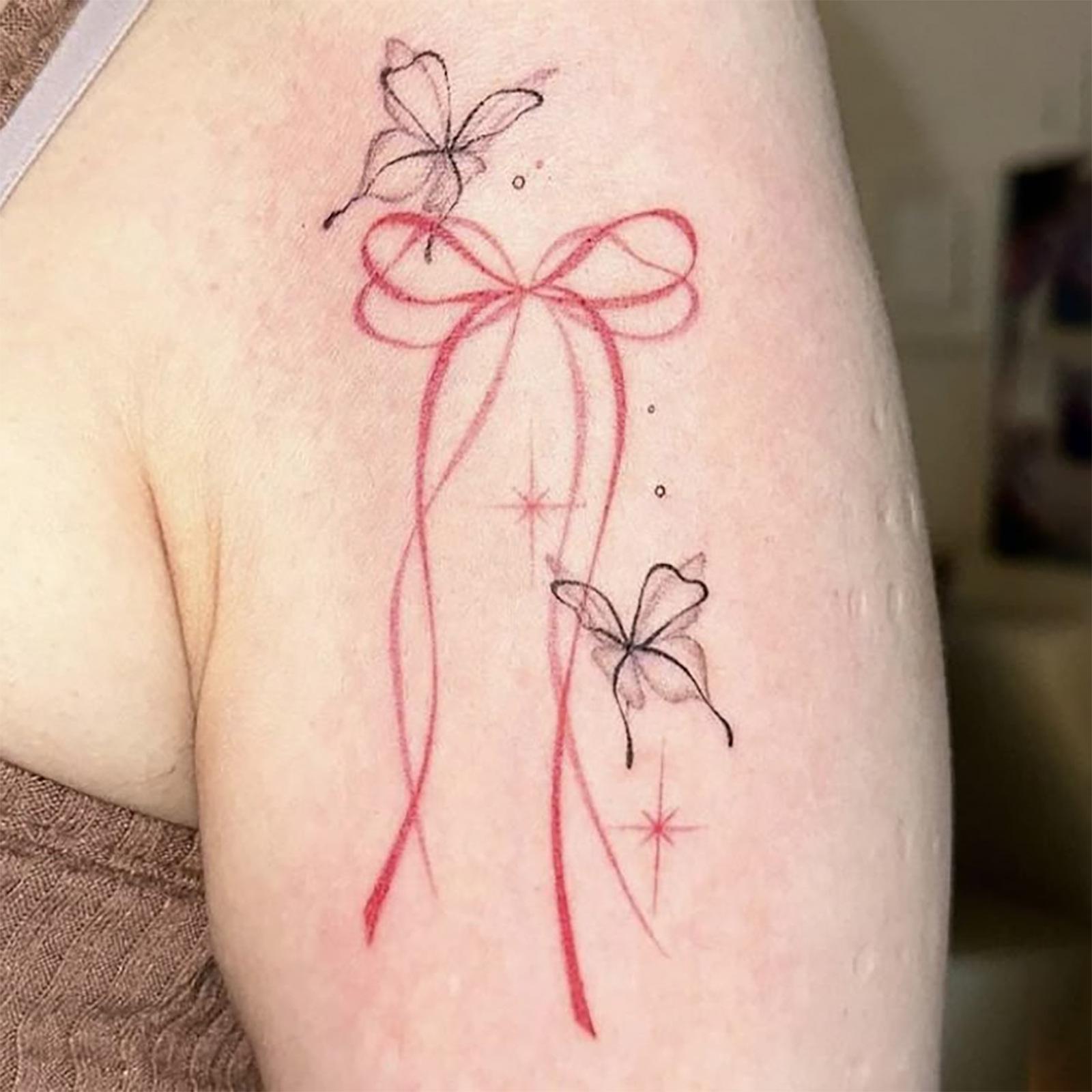Glow Makeup Unisex Small Fresh Bow, Butterfly Tattoo Sticker, High-End Aesthetic Arm Leg Tattoo Sticker
