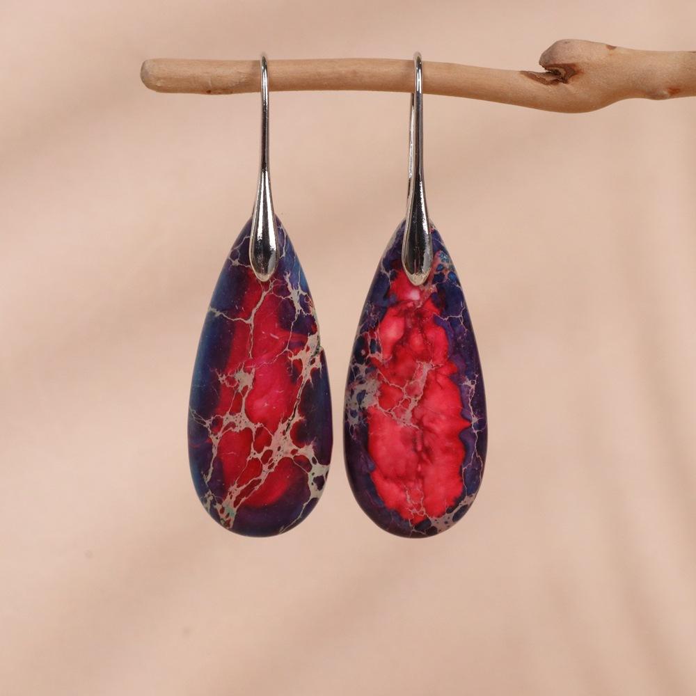 

Богемские серьги из натурального зеленого императорского яшмы с полудрагоценным камнем в форме слезы, серьги-подвески для женщин