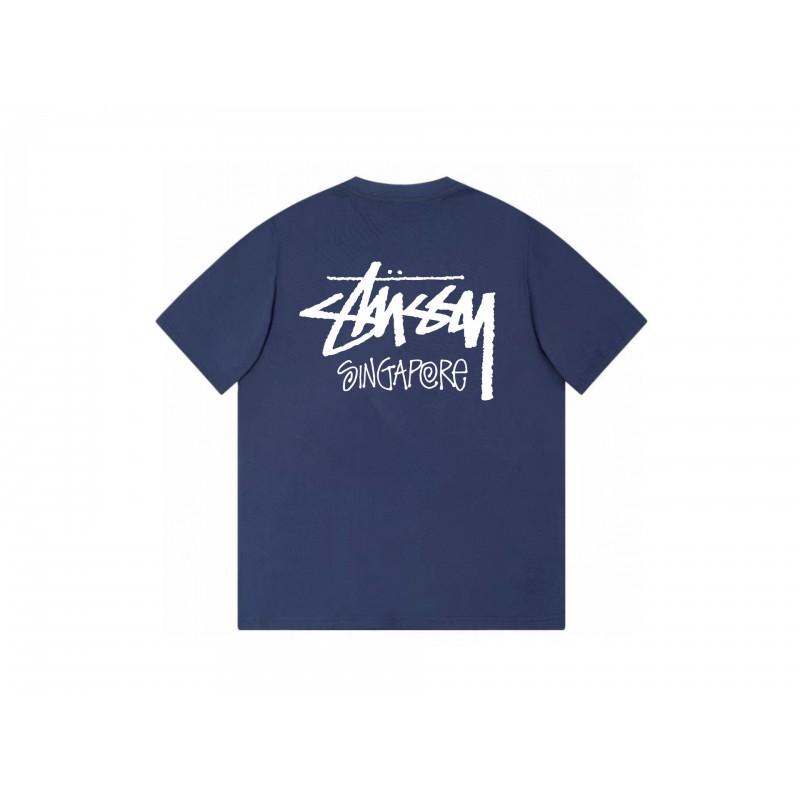 Stussy Short Sleeve T-Shirt Teens Loose Fit 270g Cotton Round Neck Casual Wear