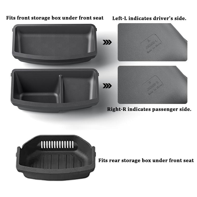 Under Seat Storage Box For Tesla Model YL 6-Seats 2026 TPE Drawer Seat Lower Front Rear Organizer Tray Trash Can Car Accessories