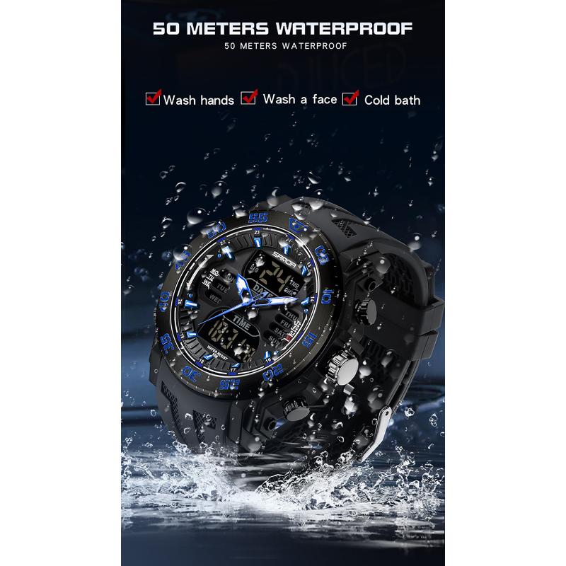 SANDA Nuevos Relojes para Hombres Moda Tendencia Reloj electrónico Juvenil Reloj de Anillo de Acero Multifuncional