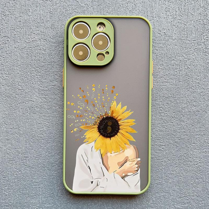 Oil Painting Flower Girl Phone Case For iPhone 16 15 12 11 13 14 Pro Max Mini X XS XR 15 14 8 Plus Shockproof Translucent Covers