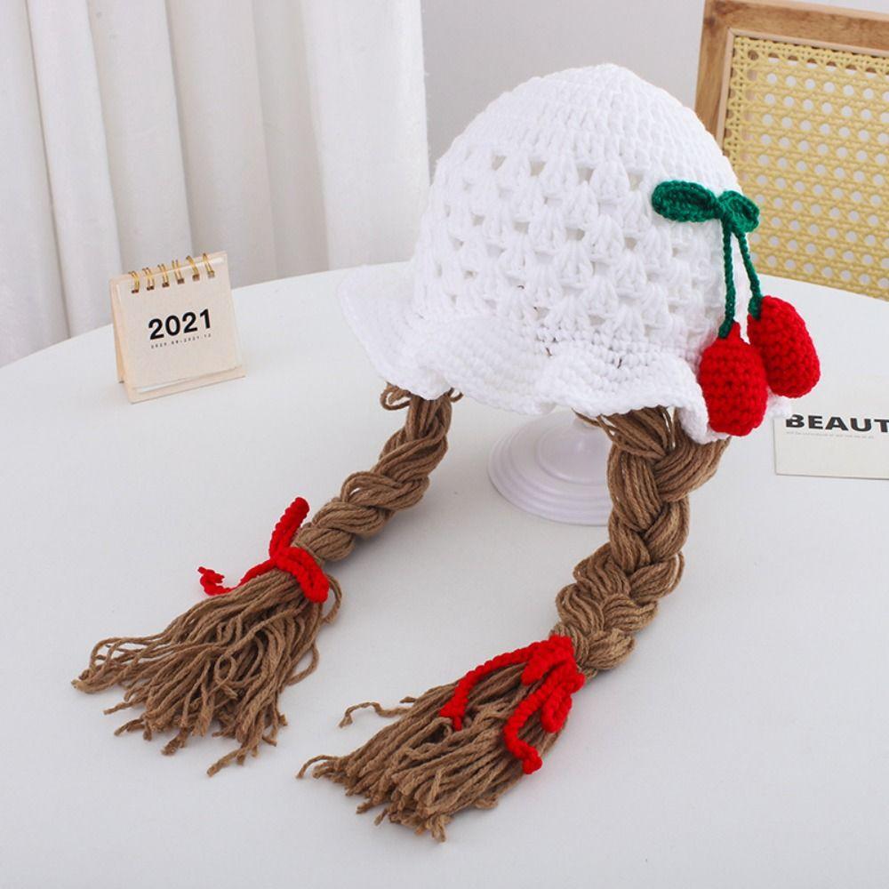 Handmade Knitted Kids Wool Cap Pink Bow Photoshoot Kids Wool Cap Crochet Hat Caps  Bebe Photography