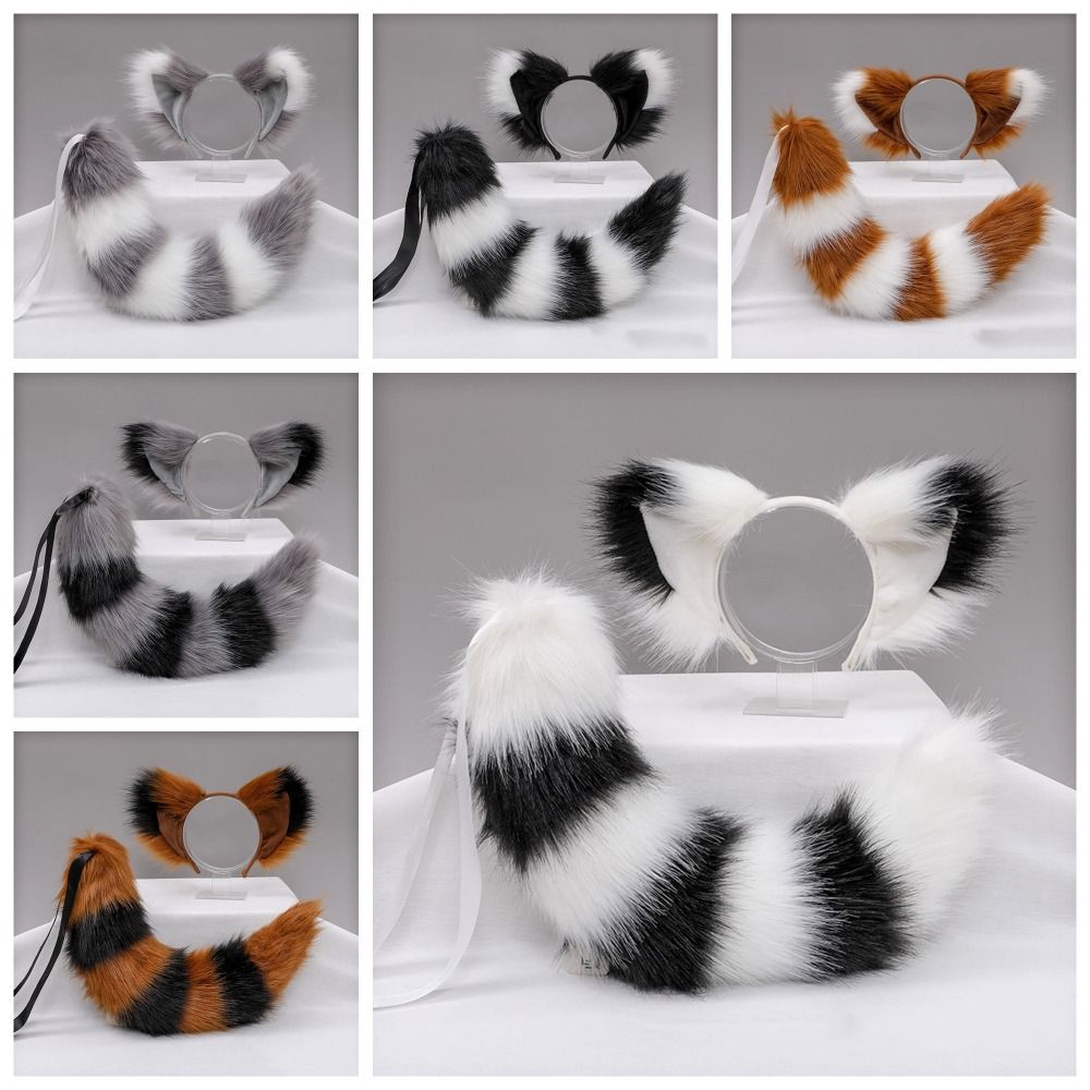 Plush Halloween Cosplay Accessories Cat Tail Halloween Animal Cosplay Props  Children