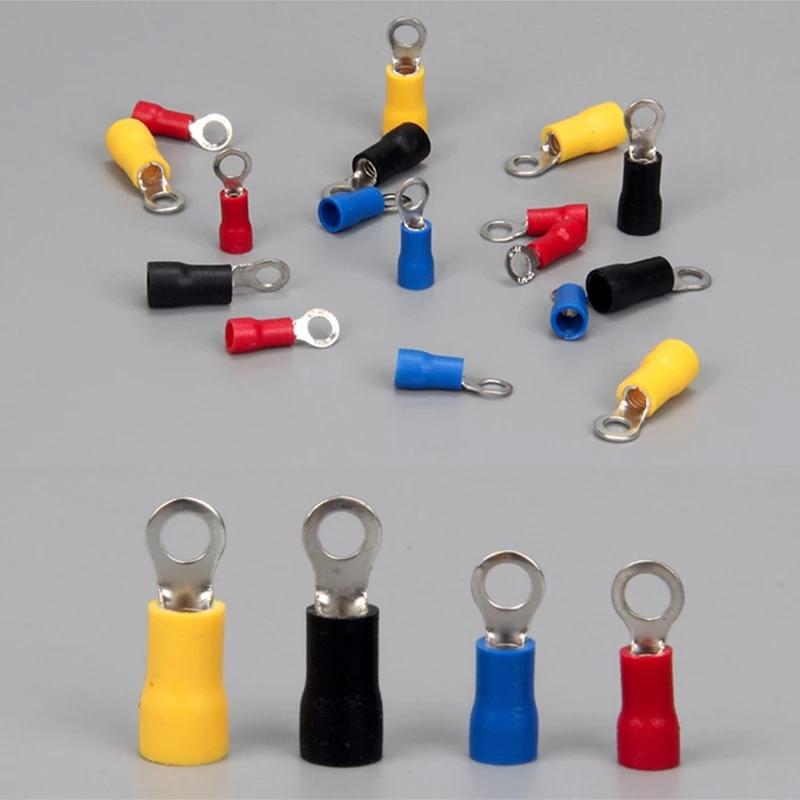 25PCS/Pack Rings Insulated Wire Connector Electrical Crimp Terminal Cable Wire Connector - Red Blue Yellow Black