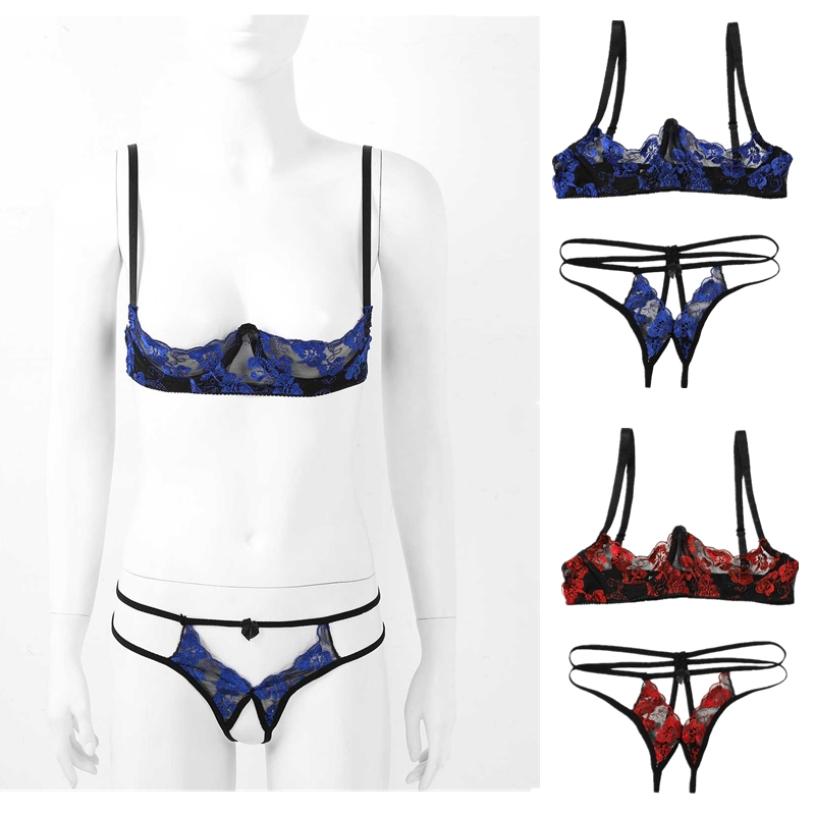 Ropa interior de encaje para mujer Sin copa Underwire Bra Top con tanga de  cuerda G sin entrepiernas Bikini Set Ropa de noche comprar a buen precio —  entrega gratuita, reseñas reales