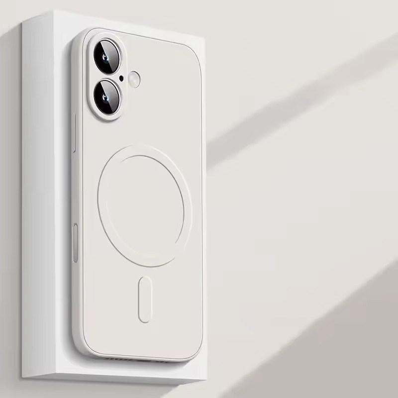 

Высококачественный жидкий силиконовый магнитный чехол для iPhone17 Air 16 15 14 Plus 13 12 Mini 11 Pro XS Max 7/8 для беспроводной зарядки Magsafe, мягкая накладка iPhone 17 белый