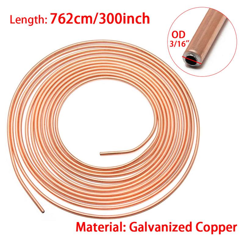 16/20PCS 25ft of 3/16" OD Copper-plated Material Brake Pipe Hose Line Piping Tube Tubing Car Roll Tube Coil With Tube Nuts