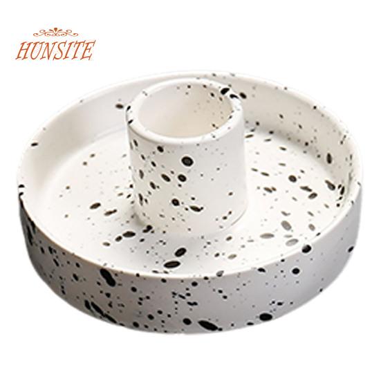 

Держатель для ароматических палочек, керамическая чаша ручной работы с золоуловителем черный белый