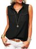 Women's Sleeveless Lapel Tank Blouse Solid Button Front Summer Shirt for Office and Casual