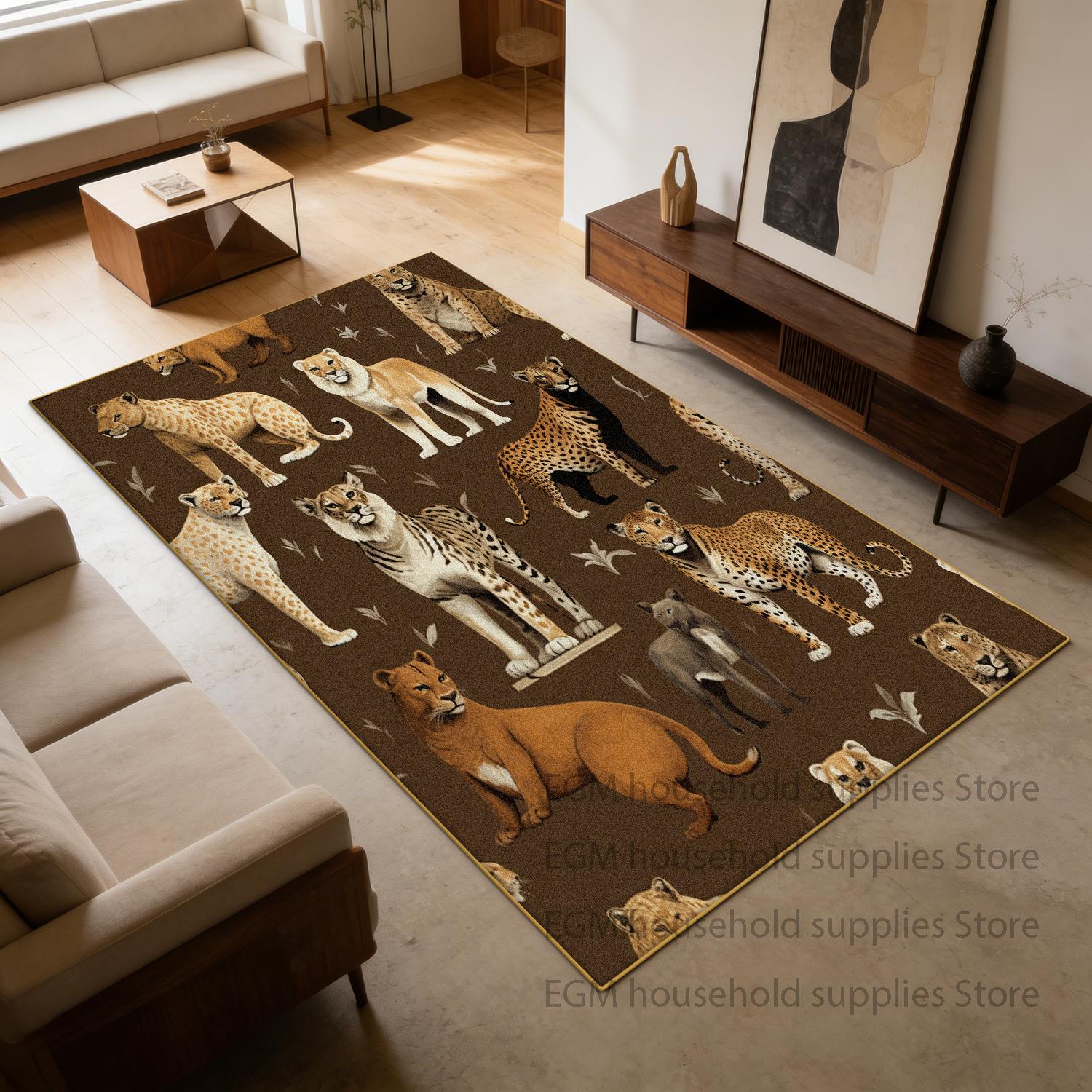 

Rural Ethnic Style Carpet Classical Living Room Decorative Floor Mat Easy Cleaning Non-slip Dining Room Study Soft Rug Lounge 60x90cm