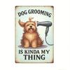 1pc Vintage Dog Grooming Metal Sign, Retro Light Green Poodle & Barkley Wall Decor, Iron Tin Gift for Dog Groomer