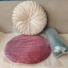 Light Luxury Solid Color Dutch Velvet Pumpkin Sofa Pillow Hand Sewn Wheel Shape Chair Waist Pillow Cushion