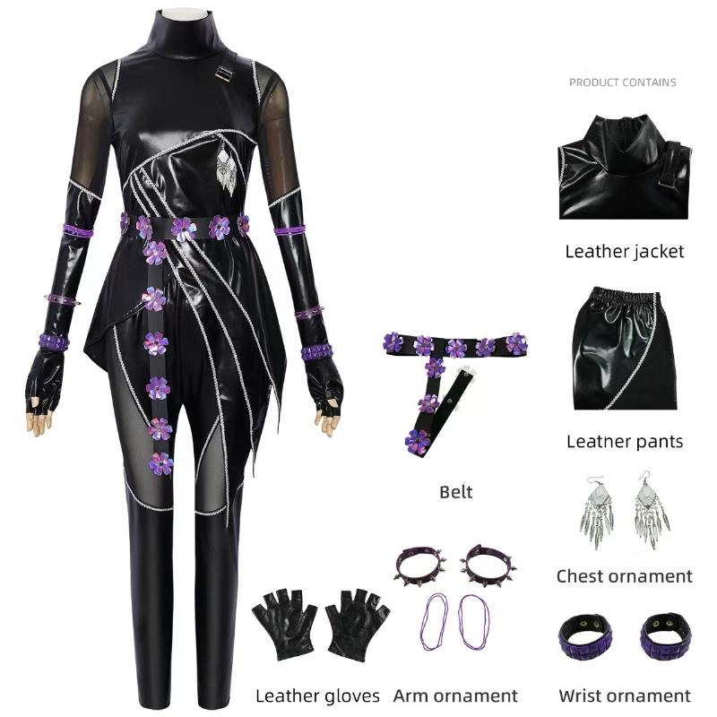 Hot Selling 2026 Korean Style Girls Suit Halloween Cosplay Hot Girl Show Costume Black Golden Suit Halloween Girl Anime Costume