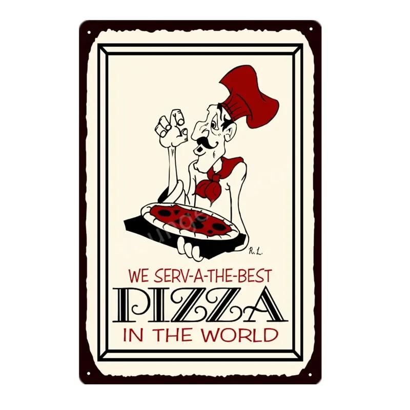 Italian Good Food Pizza Pies Metal Signs Wall Decoration Vintage Metal Poster Home Kitchen Decor Painting Plaques YJ145