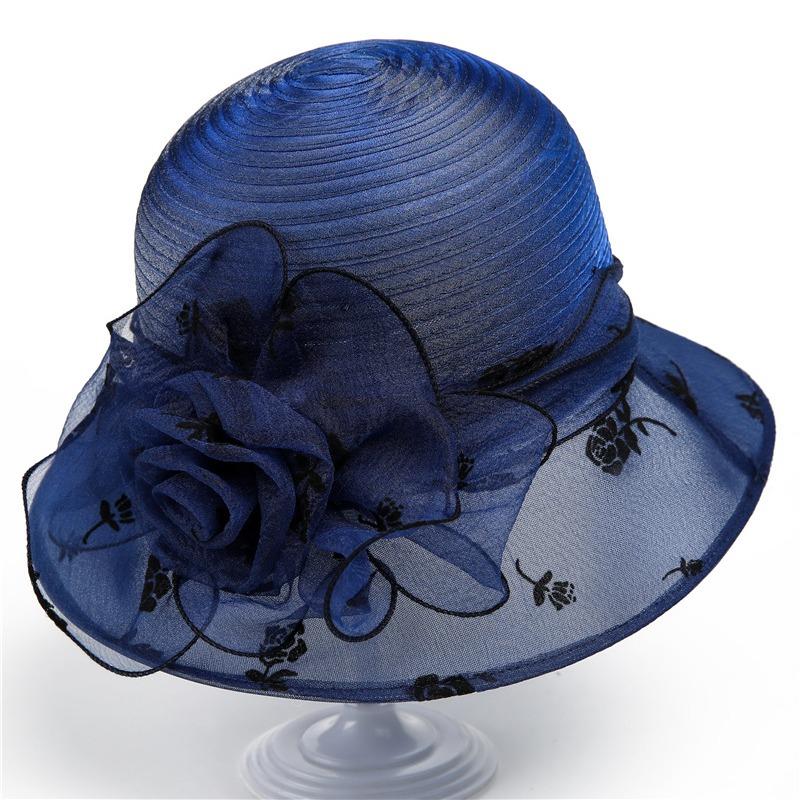 Elegant temperament organza hat women's spring summer cool hat bucket hat versatile top hat sun hat