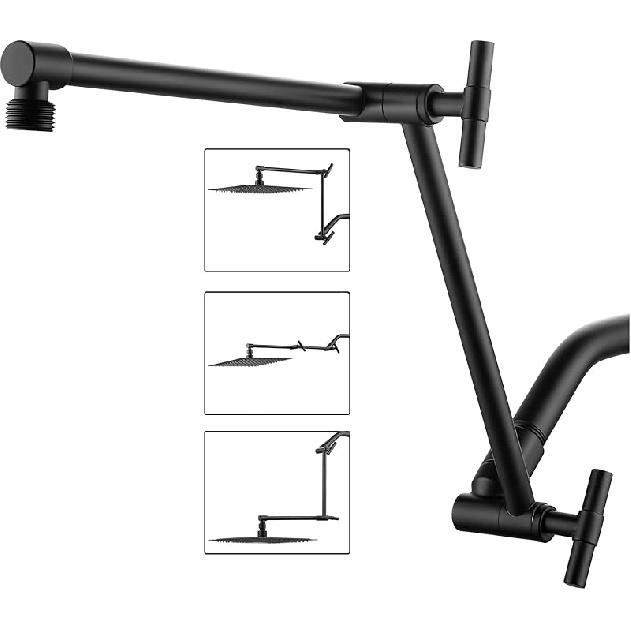 13-Inch Shower Head Arm, Gold, Stainless Steel, Adjustable, Locking Nut, 3-Year Warranty