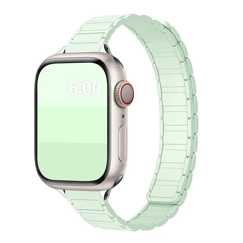 Magnetic Silicone Loop Strap For Apple Watch S11 42/46mm 41mm 45 Slim Bands 44mm 40mm 38 Bracelet iWatch SE 10 9 8 7 6 5 4 Ultra1/2/3 49
