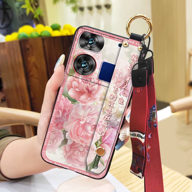 Lanyard Fashion Phone Case For ZTE Nubia Z60 Ultra For Mom Shockproof Protective Anti-knock Kickstand Chinese Style Ring