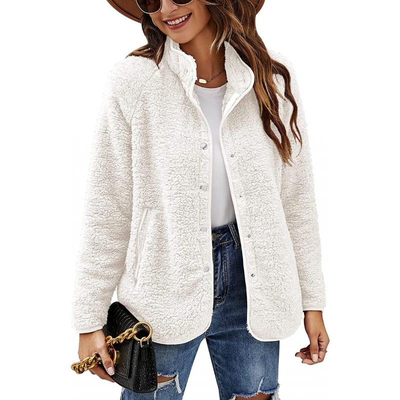 Nuevas chaquetas casuales cálidas de moda para mujer de otoño e invierno, abrigos casuales sueltos de color sólido con bolsillos, blusas de mujer de talla grande