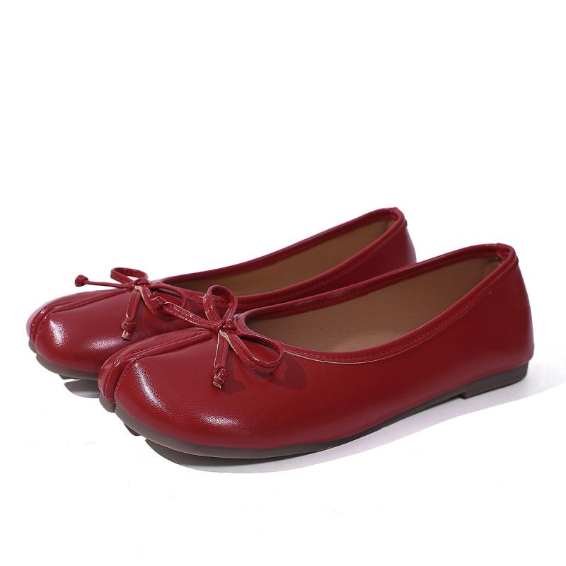 Balletschoenen Dames Splitteen Mary Janes Franse Chic Leer Zachte Zool Instappers Minimalistisch Comfort Kantoor Loafers Strikken 38 brown
