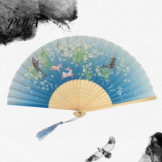 High Gloss Fan Bone Chinese Style Silk Folding with Tassels Elegant Craftsmanship Exquisite Strong And Flexible Bamboo Perfect Party Ornaments Erqing