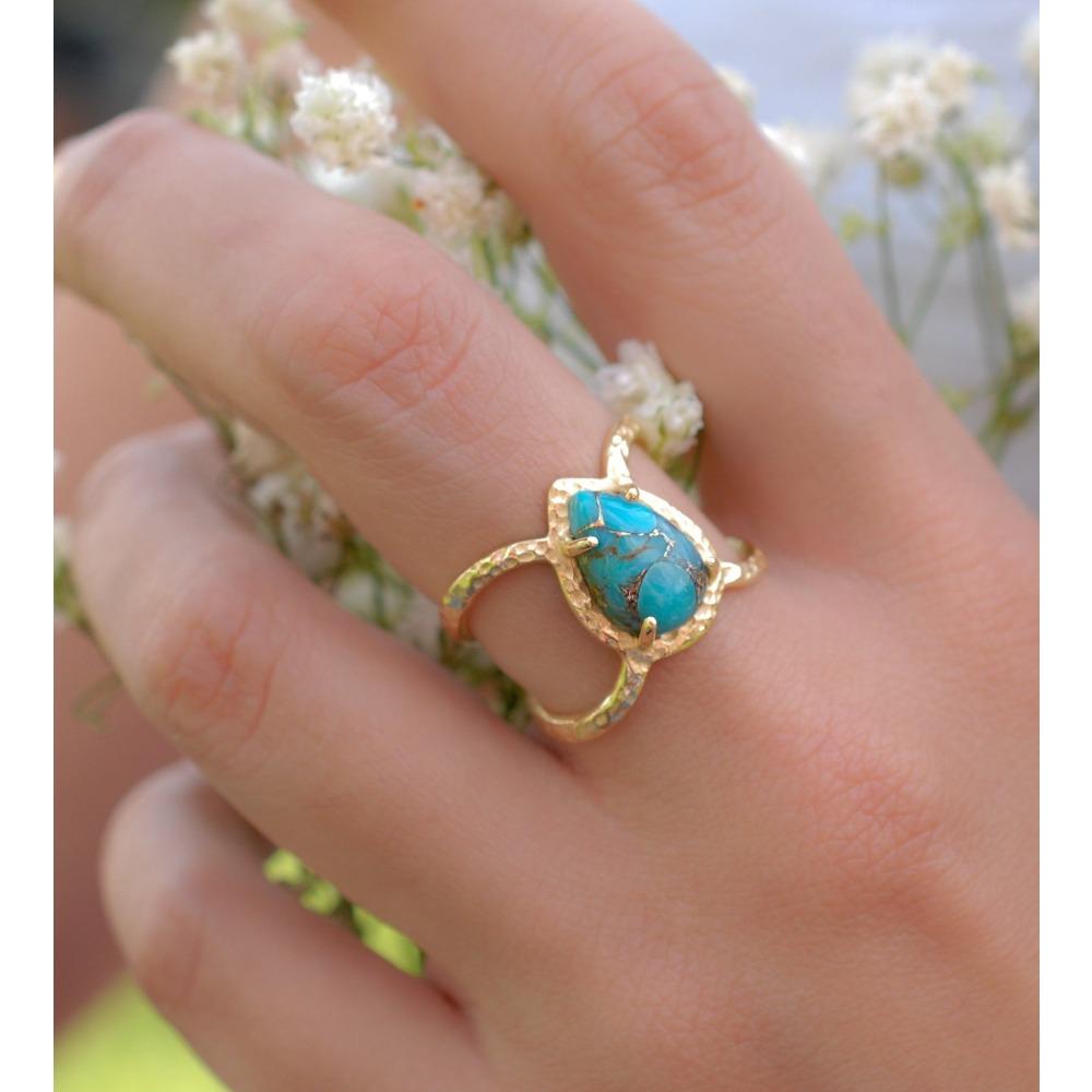 

Elegant Pear Shaped Turquoise Rings for Women European Luxury Party Engagement Jewelry Gift no. 6 золотой