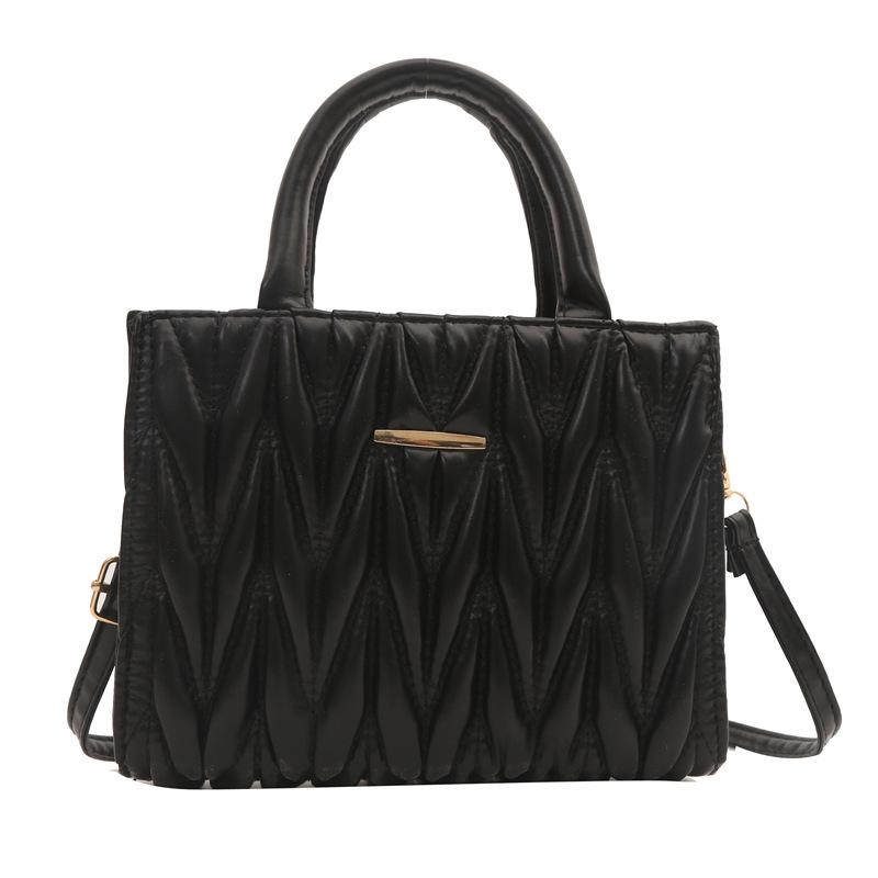 

Женская сумка для поездок на работу с текстурой ромба, вышитая нитью, весна 2024, новая универсальная сумка-мессенджер через плечо, маленькая квадратная сумка чёрный