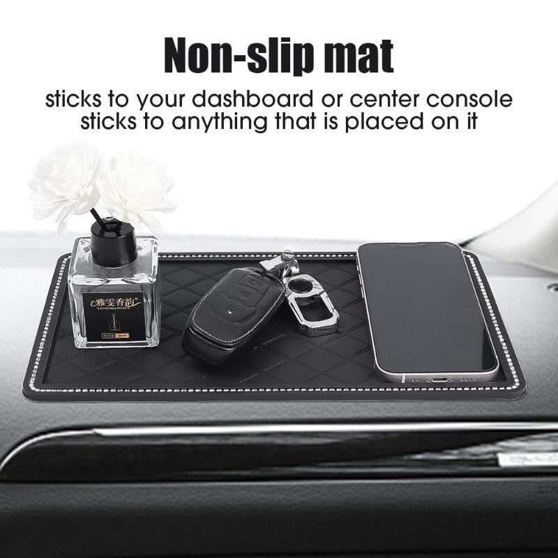 Tapis de rangement antidérapant multifonctionnel pour téléphone portable, tapis antidérapant pour tableau de bord de voiture, tapis en caoutchouc PVC, accessoires d'intérieur de style automobile