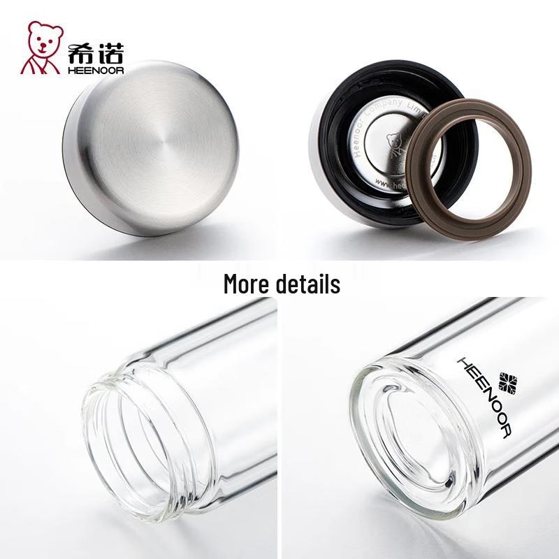 HEENOOR Double-Layer Borosilicate Glass Portable Cup