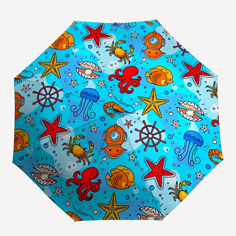 1pc Oceanic Creatures Automatic Open/Close Umbrella with Windproof, 8-Rib Sturdy Canopy, Durable Ribs, Ideal for Gifts yy251117055