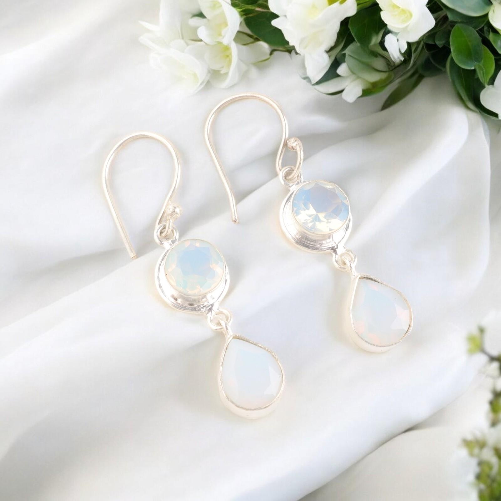 

Натуральный молочный опал драгоценный камень 925 стерлинговое серебро ручная работа ювелирные изделия серьги 1.8 EE-142-18