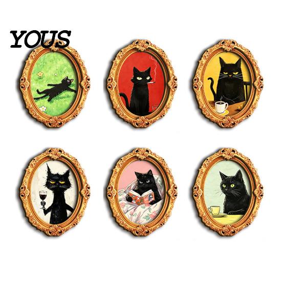 Spooky Fridge Magnets 1/6Pcs Halloween Retro Frame Refrigerator Magnet, Wooden Carved Photo Decorative Magnet for Home Office Cabinet Whiteboard Metal