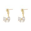 925 Silver Needle Back-Hanging Zircon Bow Drop Earrings Women Exquisite Simple Heart-Shaped Trendy High-End Anniversary Earrings